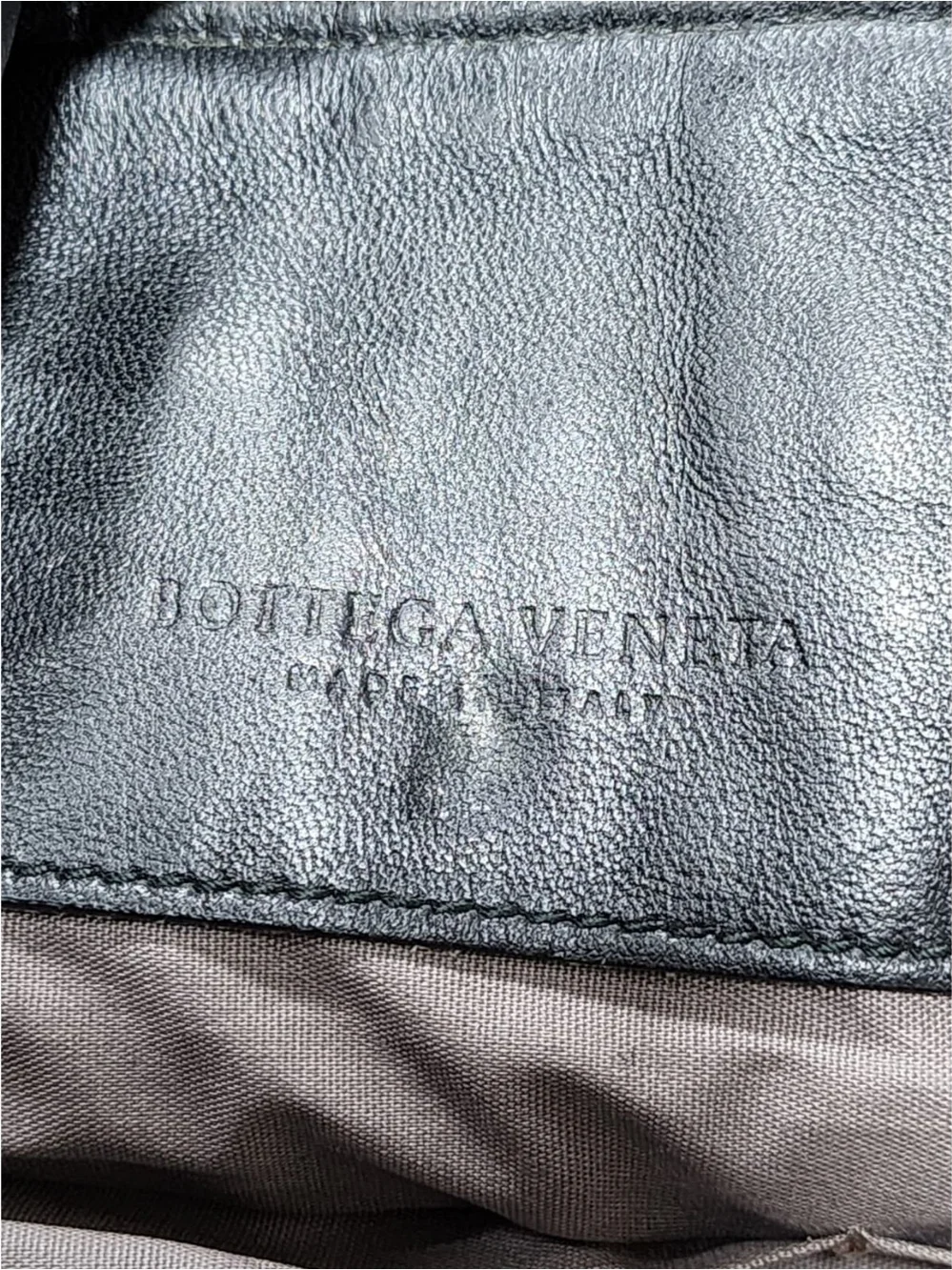 Bottega Veneta Black Leather Pouch with Green Center Stripe
